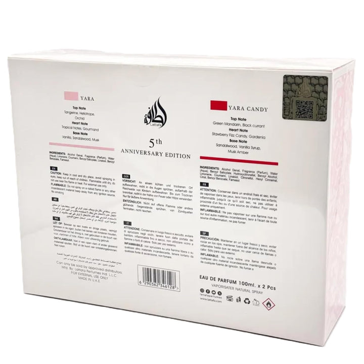 Lattafa Yara 5th Anniversary Eau de Parfum Gift Set | Floral & Fruity | 2 x 3.4 Oz