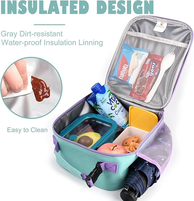 Lunch Box Kids,Premium Insulated Lunch Bag for Girls Boys,Soft Bag Mini Cooler Back to School Thermal Reusable Lunch Bag for Work School Picnic (Light Green)