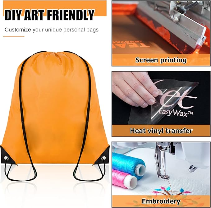60 Pieces Drawstring Backpack Bulk Cinch Sackpack Ployster Drawstring Bags for Gym Party Trip(Orange)