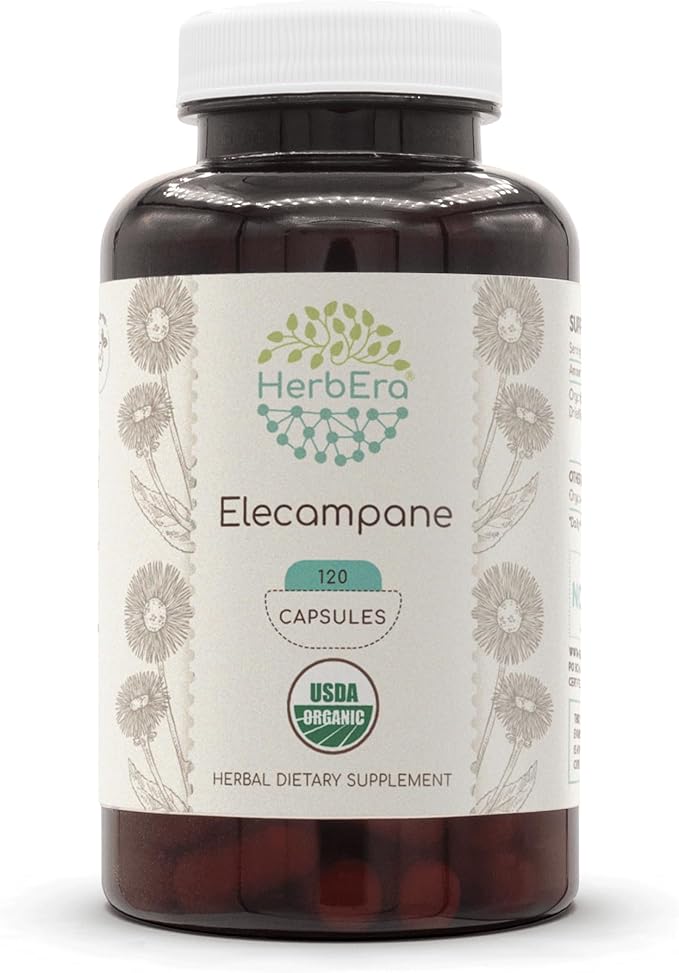 Elecampane USDA Organic 120 Capsules | Natural Herbal Supplement | Certified Organic Vegetarian Capsules and Organic Elecampane (Inula Helenium) Dried Root (120 Capsules)