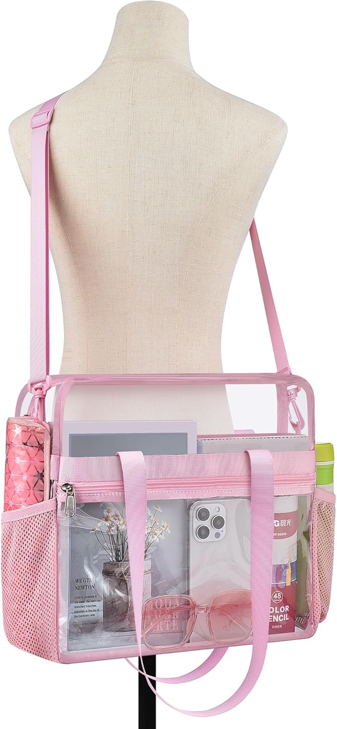 USPECLARE Clear Tote Stadium Approved, Security Travel & Gym Clear Bag for Work Sports Games Concerts