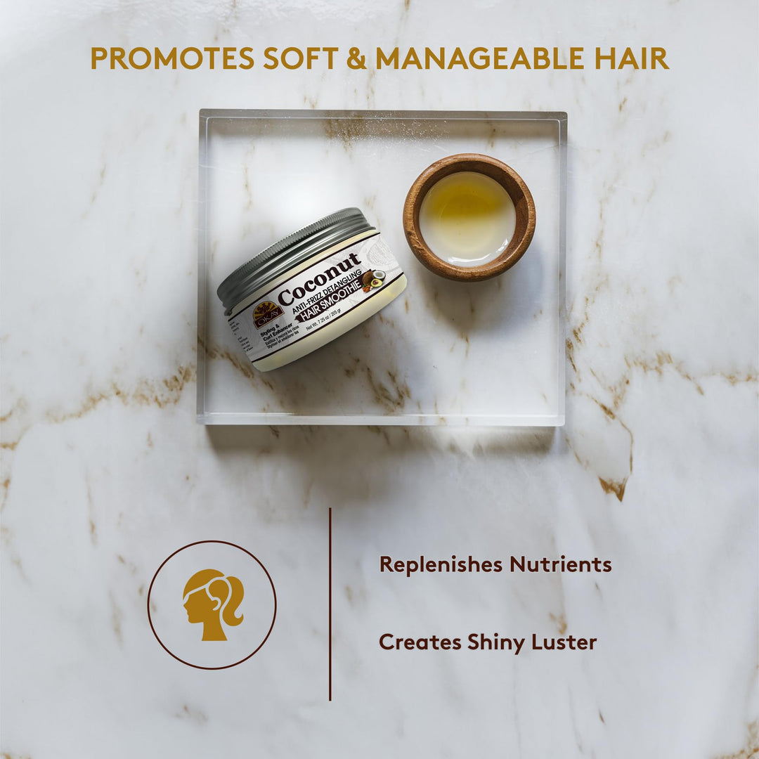 Okay coconut anti frizz detangling hair smoothie 7.25 ounce, Beige, 7.25 Ounce