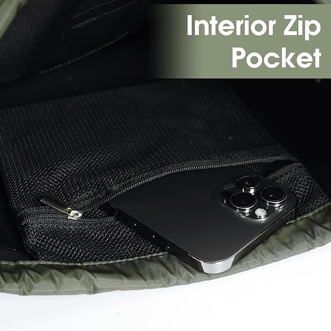 WANDF Drawstring Backpack Sports Gym Bag with Shoulder Pads Water Resistant String Bag Cinch Bag for Women Men (Dark Green)