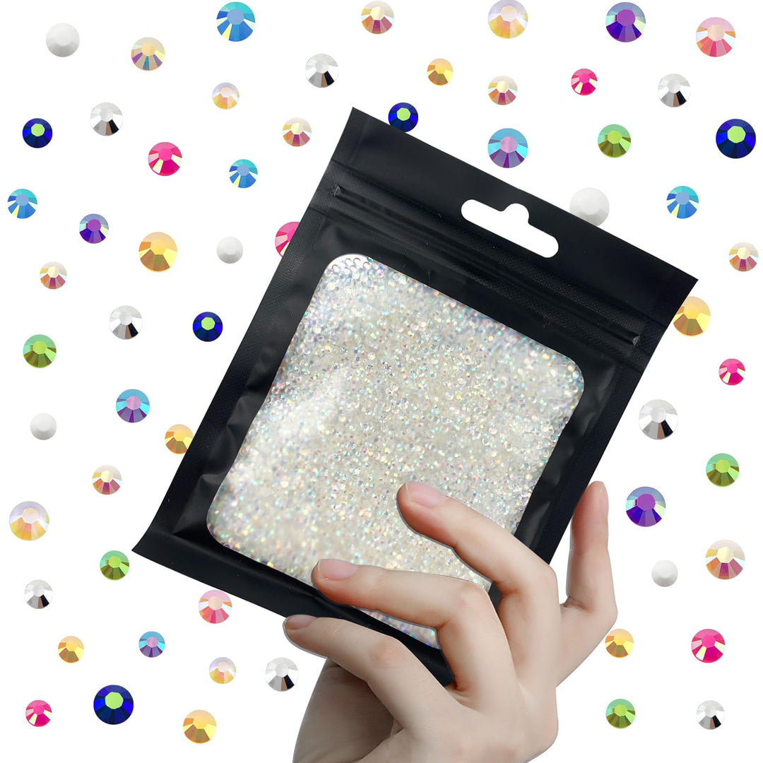 CLRDIVA 5000pcs 2mm Transparent AB Flatback Resin Rhinestones Bulk Jelly Gems Flat Back Crystals Non Hotfix Wholesale Stones Diamonds for Crafts Tumblers Face Eye Makeup Nails Bling DIY Decoration