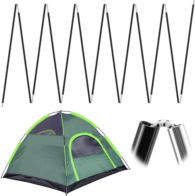 Aluminum Tent Poles Replacement - Pre-Assembled Tent Poles, Fits Both Female and Male Ends - Lightweight Tent Pole Repair Kit for Hiking Camping Backpacking Tent, 16FT 3IN