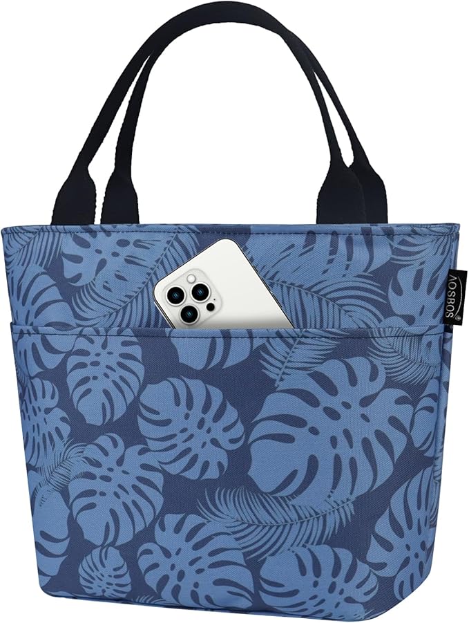 Aosbos Lunch Bag Women Insulated Lunch Bags for Adult Lunch Box for Women Meal Prep Lunch Box Cooler Lunch Tote Bag Picnic Bag Lunchbox, Plantain Leaf