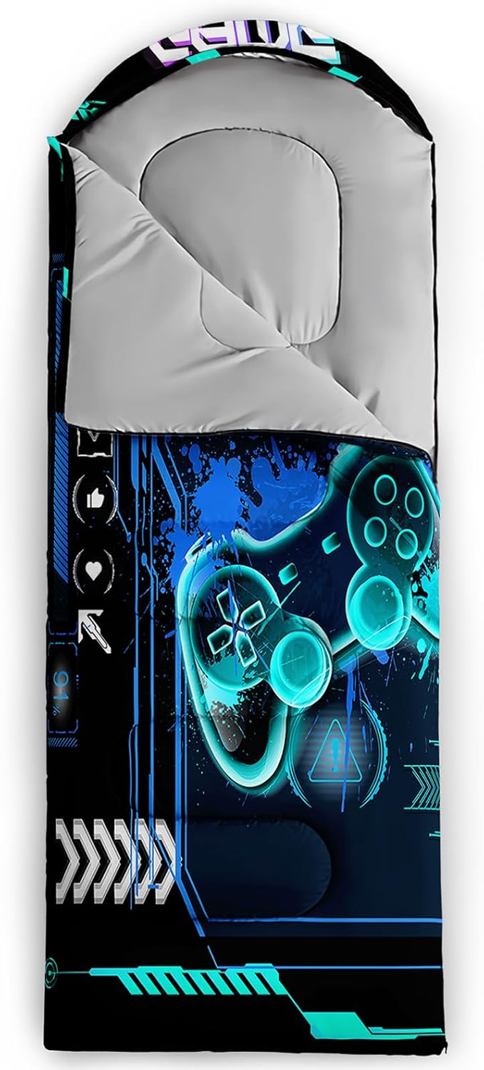 AILONEN Boys Sports Camping Sleeping Bags,Lightweight & Waterproof,3 Season Warm & Cool Weather,Black Player Basketball Sleeping Bags for Kids Adults,Travelling,Outdoors