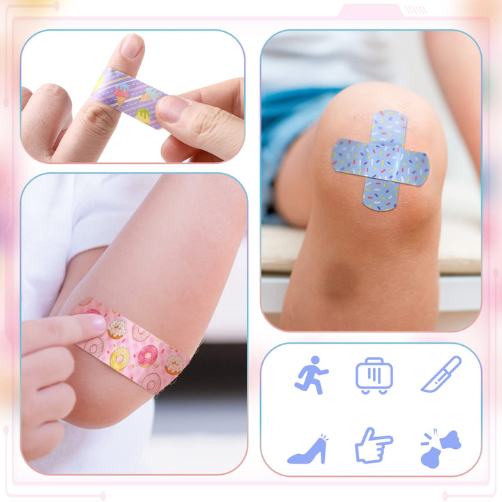 120 Pcs 20 Styles Kids Bandages Bulk Cute Cartoon Flexible Bandages Waterproof Breathable Bandages Strip Protect Cuts and Scrapes for Girls Boys Children Toddlers (Vibrant Style)