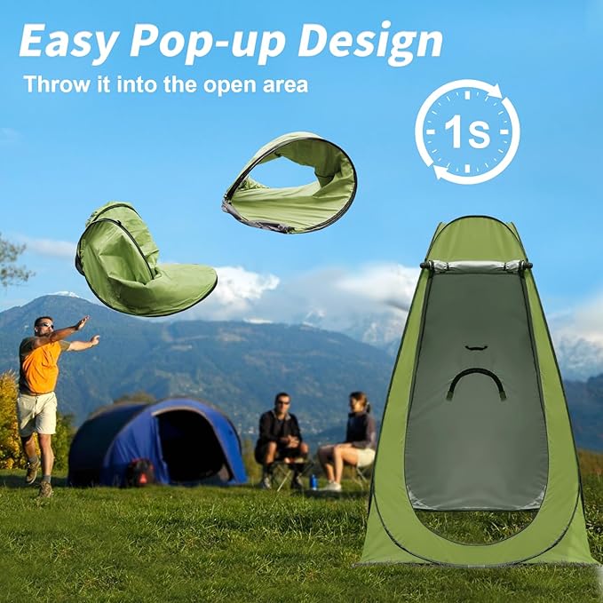 Anngrowy Pop Up Privacy Shower Tent - Portable Outdoor Camping Bathroom Toilet Changing Dressing Room - UPF40+ Waterproof