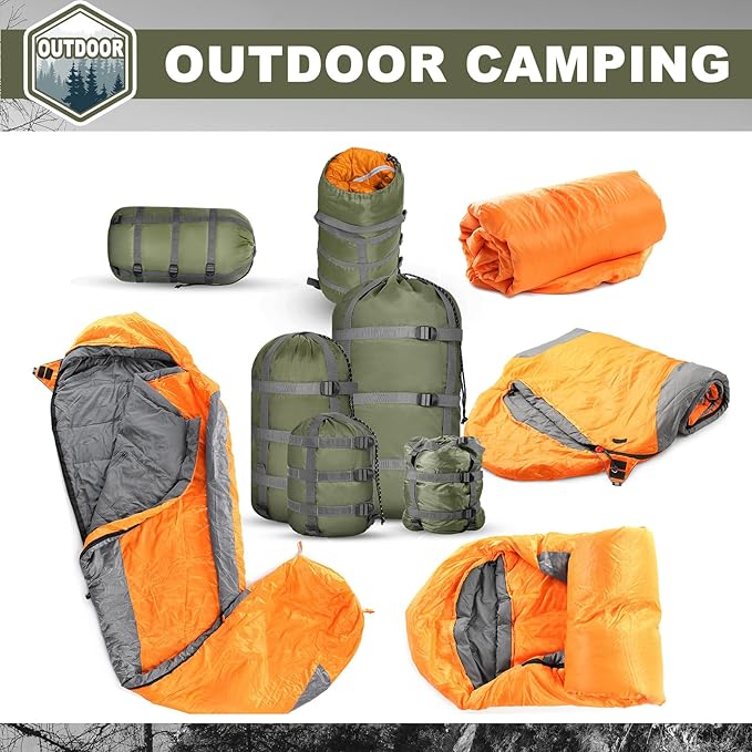 5 Pack Compression Stuff Sack 5 Assorted Size Sleeping Bag Stuff Sack Ultralight Sleeping Bag Cover Space Saving Gear for Travel Outdoor Camping Hiking Backpacking