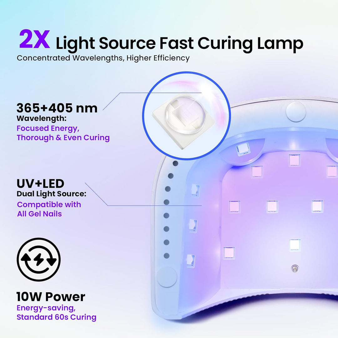 44-Piece Gel Nail Polish Kit | UV Light | 24 Colors | Base & Top Coats | Gifts for Women