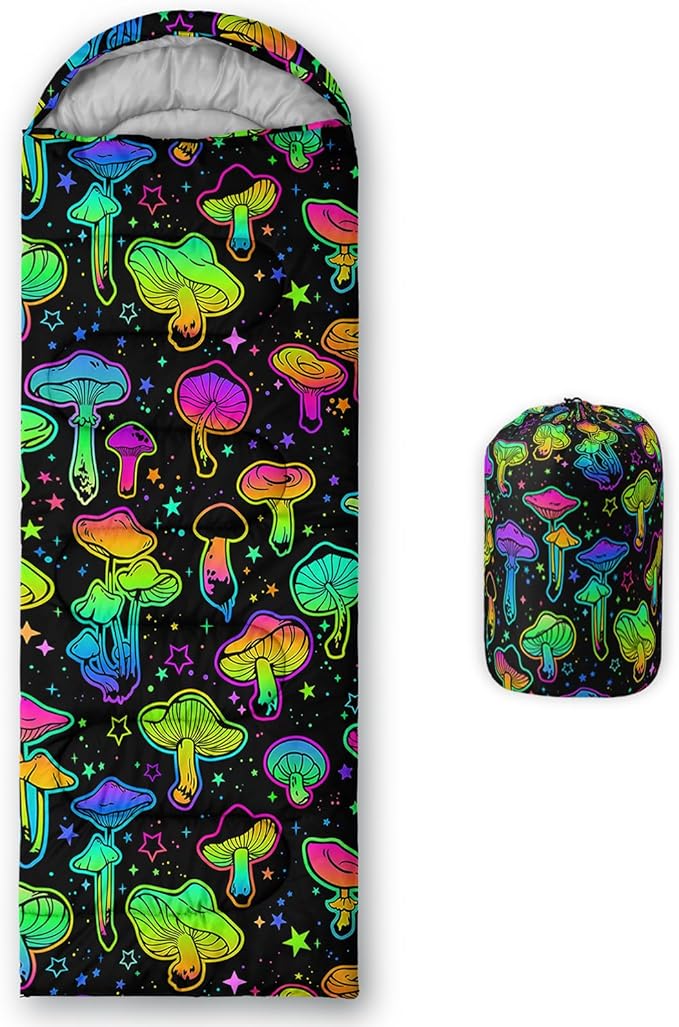 AILONEN Kids Floral Cat Camping Sleeping Bags,Lightweight & Waterproof,3 Season Warm & Cool Weather,Kawaii Kitten Sleeping Bags for Girls Adults,Travelling,Outdoors