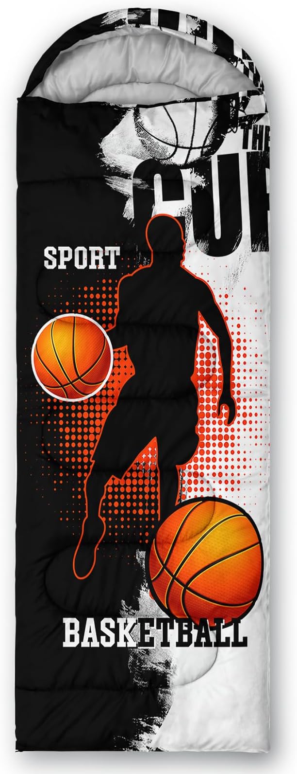 AILONEN Boys Sports Camping Sleeping Bags,Lightweight & Waterproof,3 Season Warm & Cool Weather,Black Player Basketball Sleeping Bags for Kids Adults,Travelling,Outdoors