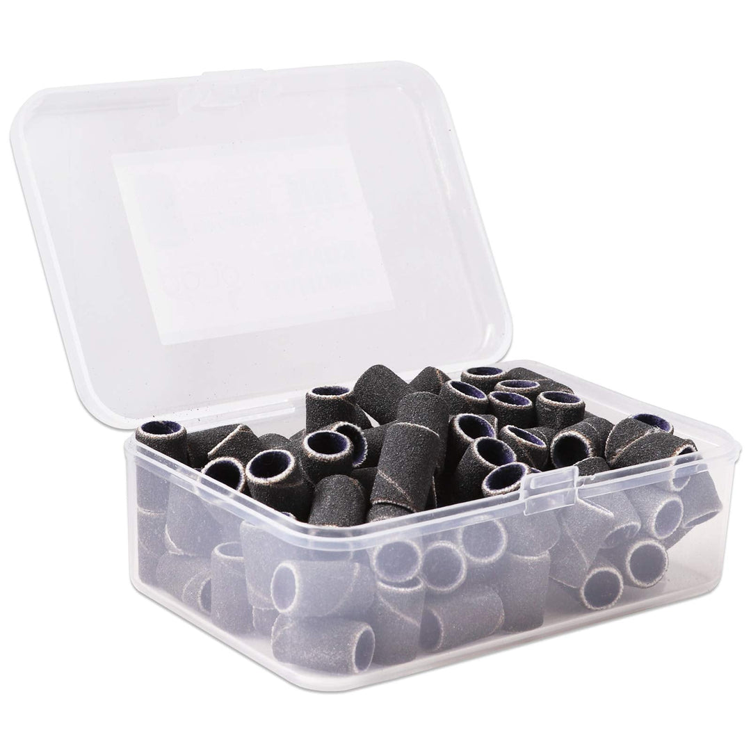 Pana 100 Pieces Nail Sanding Bands Professional Nail Manicure Great Fit For Nail Drill Bits For Acrylic Nails (180 Grit, Black)