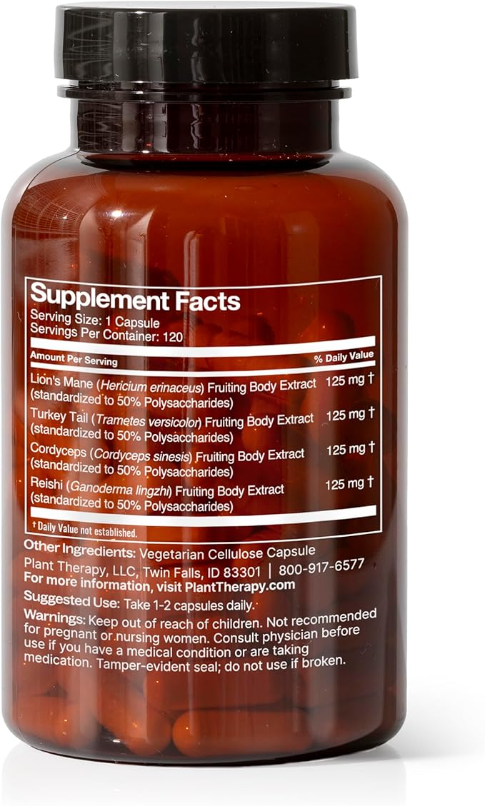 Plant Therapy Brain Boost & Tart Cherry with Elderberry Herbal Supplement Capsules