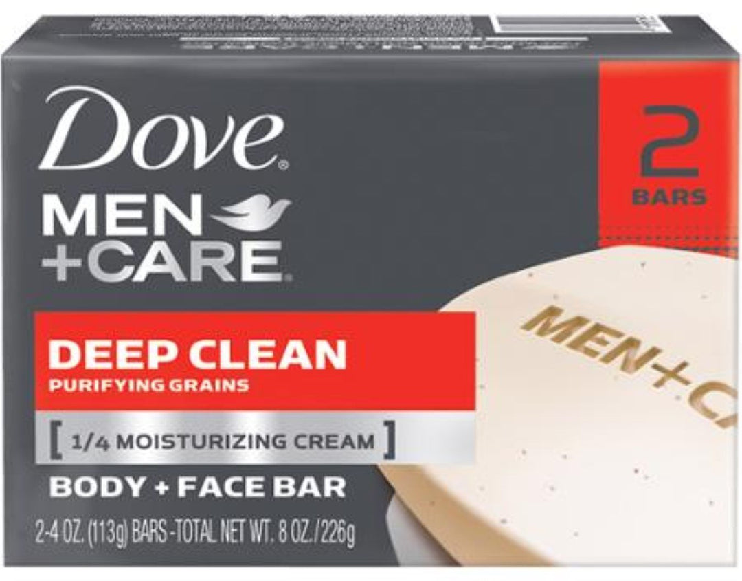 Deep Clean Body And Face Bar By Dove For Men-2 X 4 Oz Soap