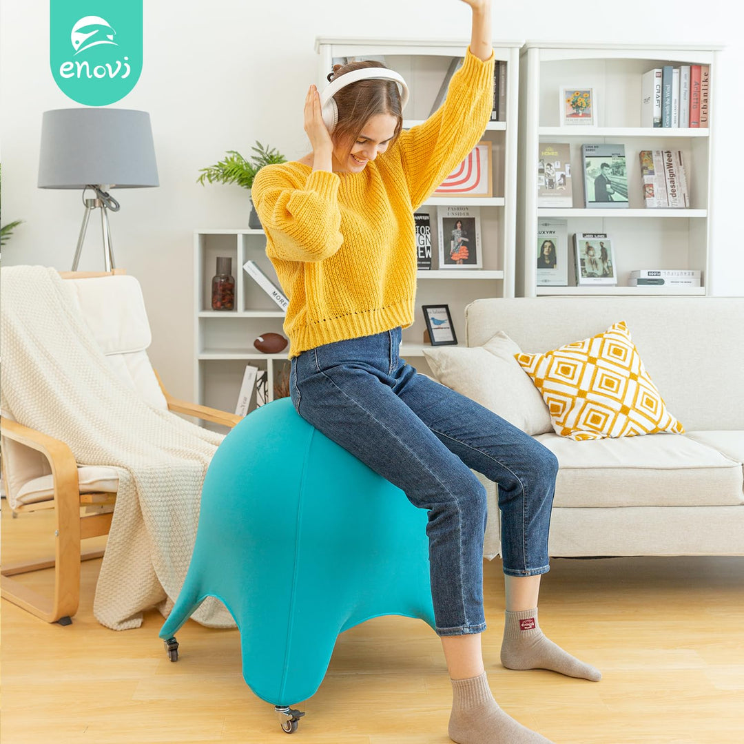 ENOVI Starfish Ball Chair, Yoga Ball Chair Exercise Ball Chair Ergonomic Design for Home Office Desk, Stability Ball & Balance Ball Seat to Relieve Back Pain, 24IN, AB