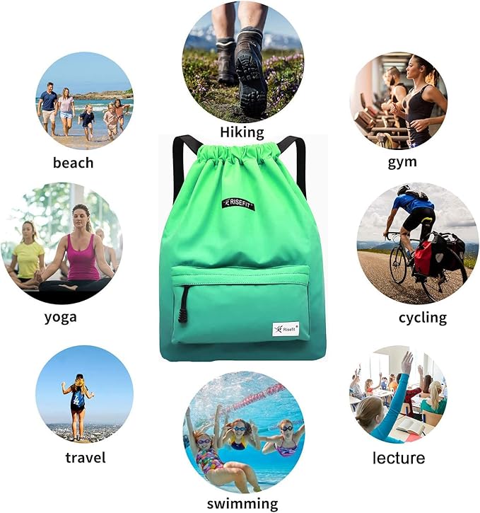 Waterproof Drawstring Bag, Gym Bag Sackpack Sports Beach Backpack for Men Women