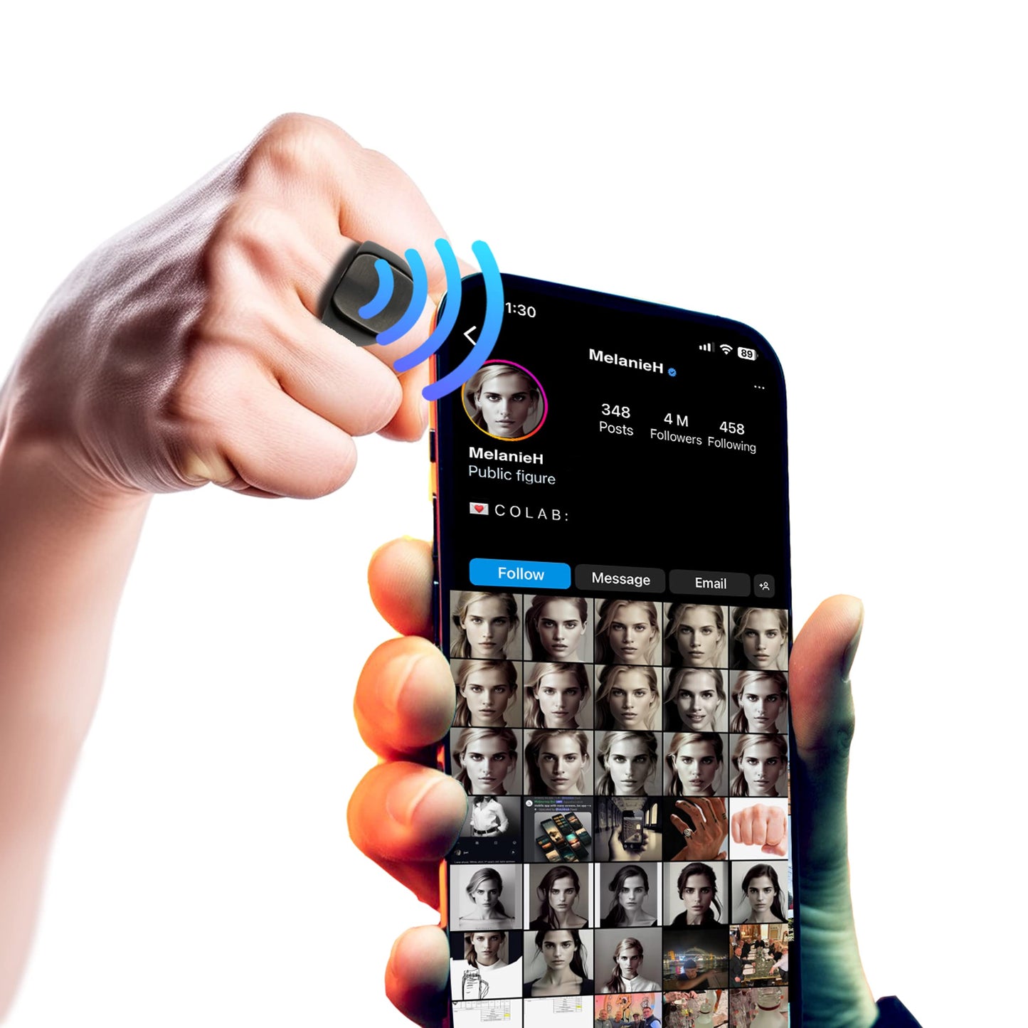 The Electronic Black Square Ring •))) Share any link to any mobile phone with a simple caress !