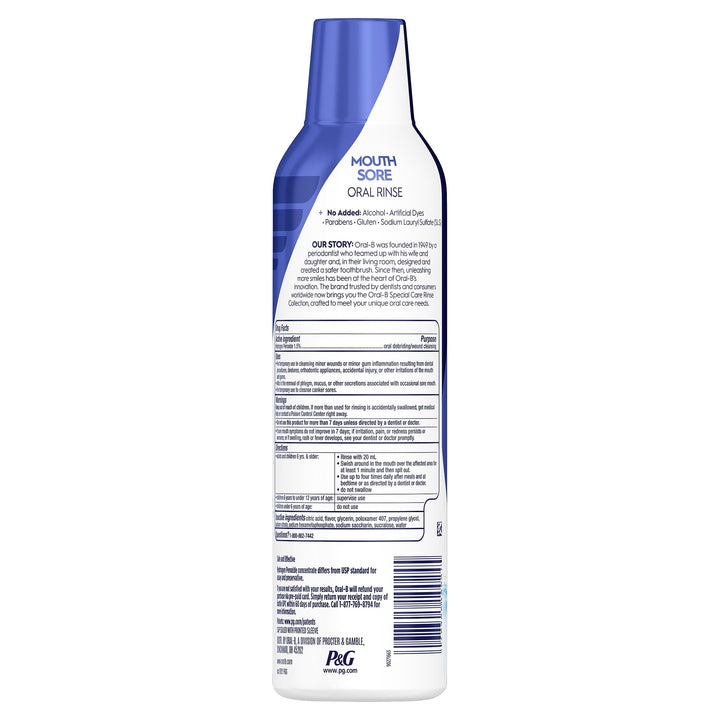 Oral-B Mouth Sore Mouthwash Special Care Oral Rinse, Hydrogen Peroxide Mouthwash, 16 fl oz, Mouthwash Alcohol Free