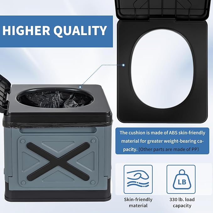 AKOZLIN Portable Pop Up Shower Tent with Camping Toilet for Camping Beach Outdoor Use 47.2" Lx47.2 Wx74.8 H