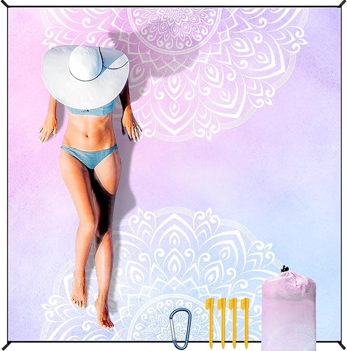 AISPARKY Beach Blanket Waterproof Sandproof, Oversized Large Beach Mat 79" X 83"/120"x108" for 1-8 Adults, Quick Drying&Compact&Lightweight, Picnic Mat Vacation Essentials for Beach Camping Travel