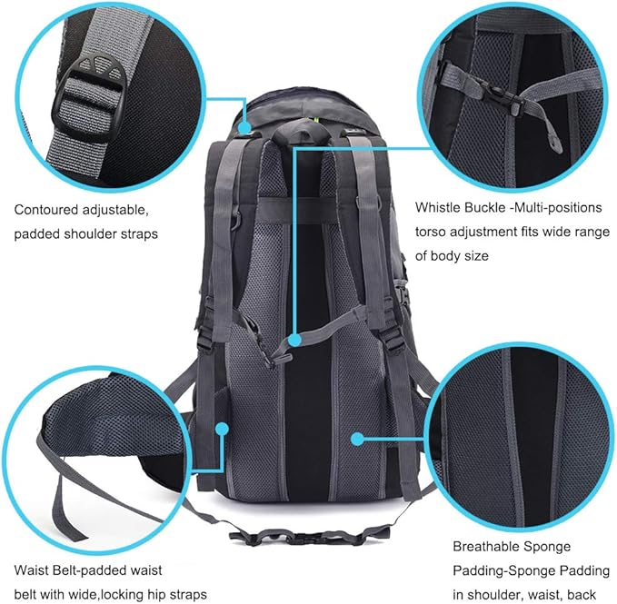 50L Hiking Backpack, Waterproof Lightweight Daypack for Outdoor Camping Travel