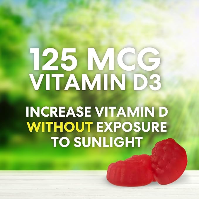 Vitamin D3 Supplement Gummy 5000 IU (125 mcg) Dietary Vitamins D for Men & Women - Bone, Teeth, Muscle & Immune Health Support, High Potency VIT D3 Nature's Non-GMO & Gluten Free - 120 Gummies