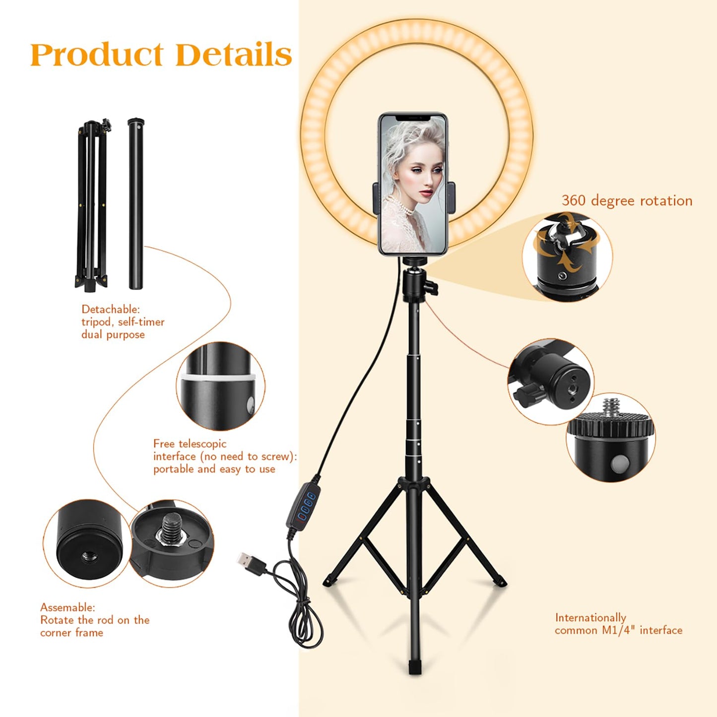 10" Ring Light with Tall Tripod Stand & Phone Holder for YouTube Video, Dimmable Led Ring Light with Remote for Camera, Video, Makeup, Selfie Photography Compatible with Smartphone