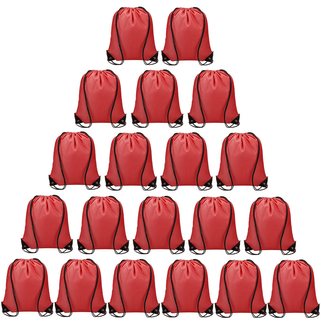 Vorspack Drawstring Backpacks Bulk 20 Pieces String Bags Customized Bags for Party Gym Sport Trip - Red