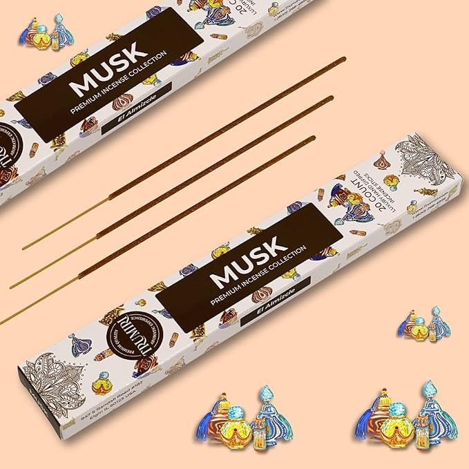 Musk Incense Sticks - Total 40 Insence-Sticks - Dual Pack of 20 Insense - Inciensos - Inscents - Natural Non Toxic Ingredients - Incents - Incence - Inscense - Insents