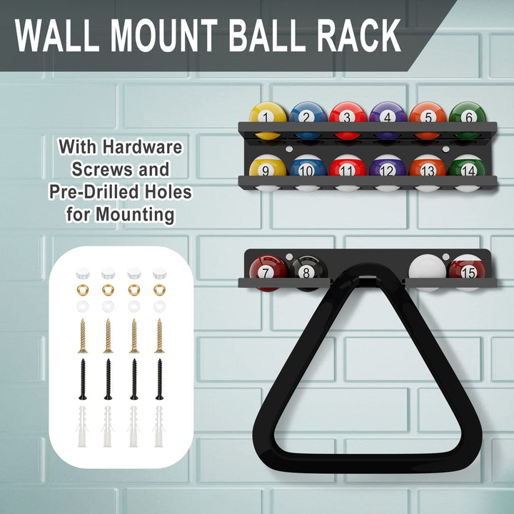 Cosmos Acrylic Billiard Ball Storage Shelf Set Pool Ball Wall Mount Rack Pool Accessory Wall Holder for 16 Balls Billiard Pool Ball Cue Ball Billiard Ball Rack in Billiard Room Bar (Solid Black)