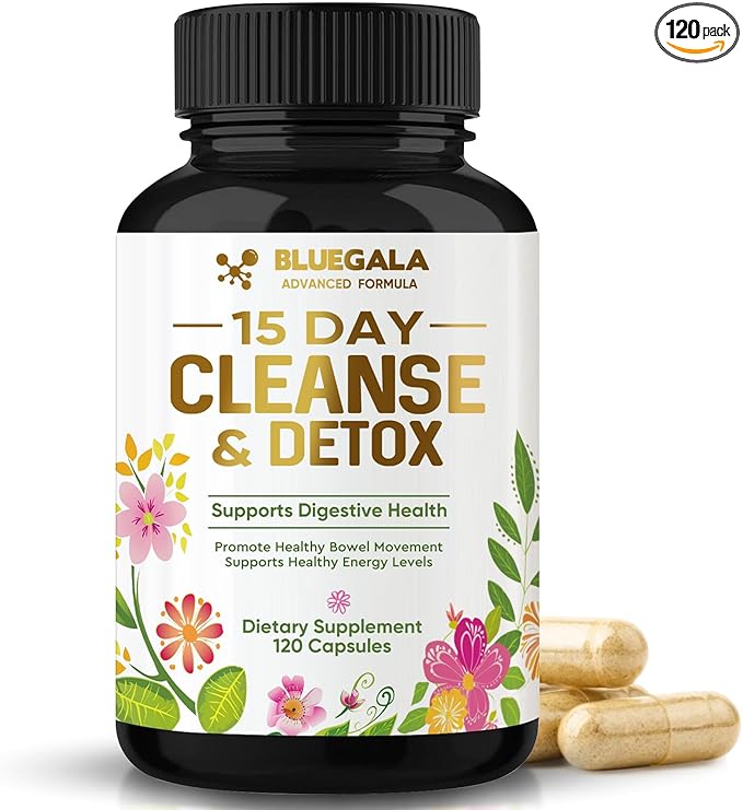 Colon Cleanse, 15 Day Cleanse, with Natural Ingredients such as Senna Leaf, Cascara Sagrada Bark and Psyllium Husk Powder, Supports Gut and Digestive System, Non-GMO, For Men and Women, 120 Capsules