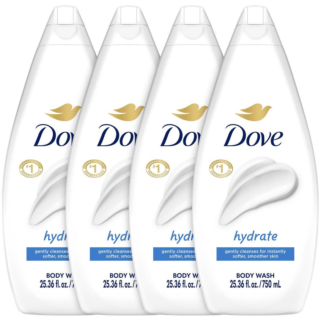 Dove Body Wash Hydrate 4-Pack - Moisturizing Cleanser For Smooth, Soft Skin, 25.3 Oz Ea