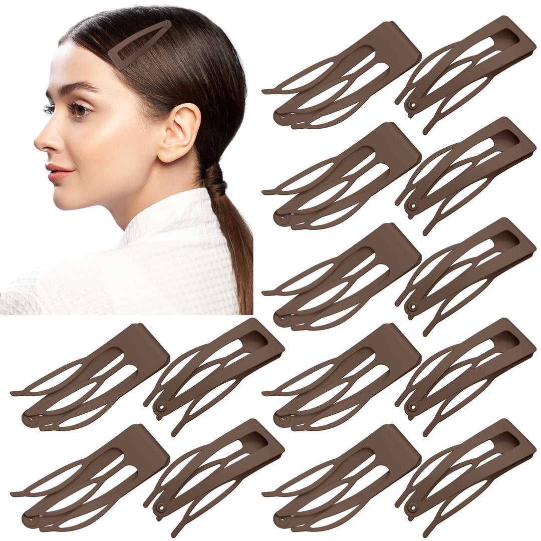 Chinco 24 Pieces Double Grip Hair Clips Metal Snap Hair Clips Women Hair Barrettes For Hair Making, Salon Supplies (Brown, 2.8 I