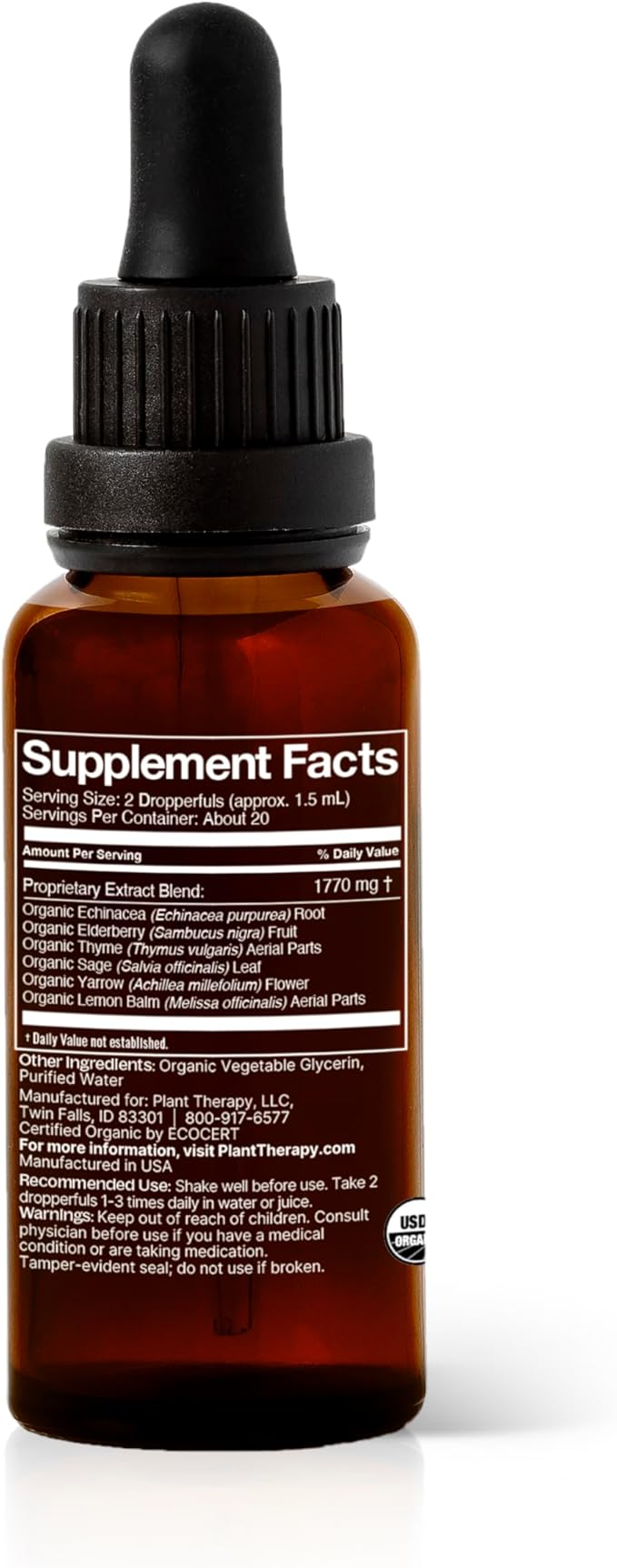 Plant Therapy Organic Immunity Boost Tincture 30 mL (1 oz) with Ehcinacea, Elderberry & Lemon Balm Extract, Supports a Healthy Immune System, Natural Defense Against Seasonal Threats