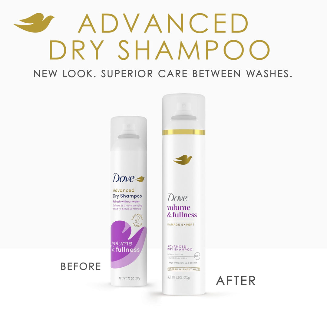 Dove Advanced Advanced Dry Shampoo Volume & Fullness Refresh & Revive Flat Hair Without Water for 2 Days of Freshness & Bounce 7.3 oz