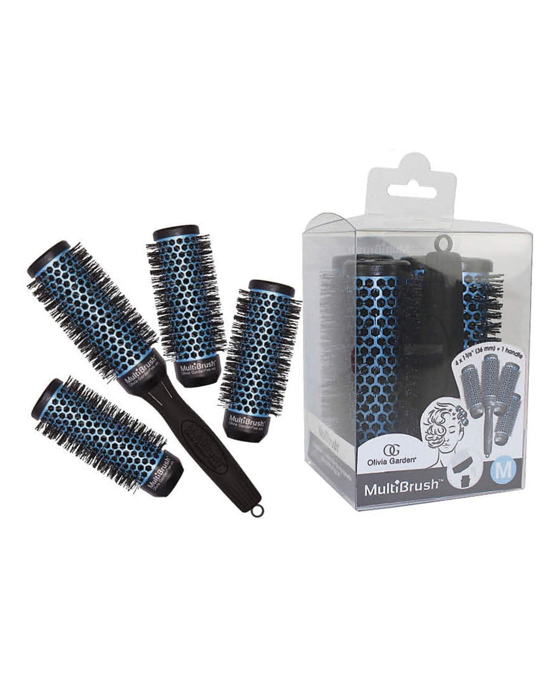 Olivia Garden MultiBrush Detachable Thermal Styling Hair Brush (5-Piece Kit 1 3/8" 36mm)