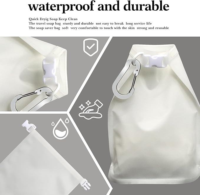 4 Pcs Travel Soap Bag, Waterproof Leakproof Quick Dry Bar Soap Travel Container, Soap Saver Pouch for Camping, Hiking, Hotel Essentials, Portable Soap Holder Travel Case, Soap Travel Bag