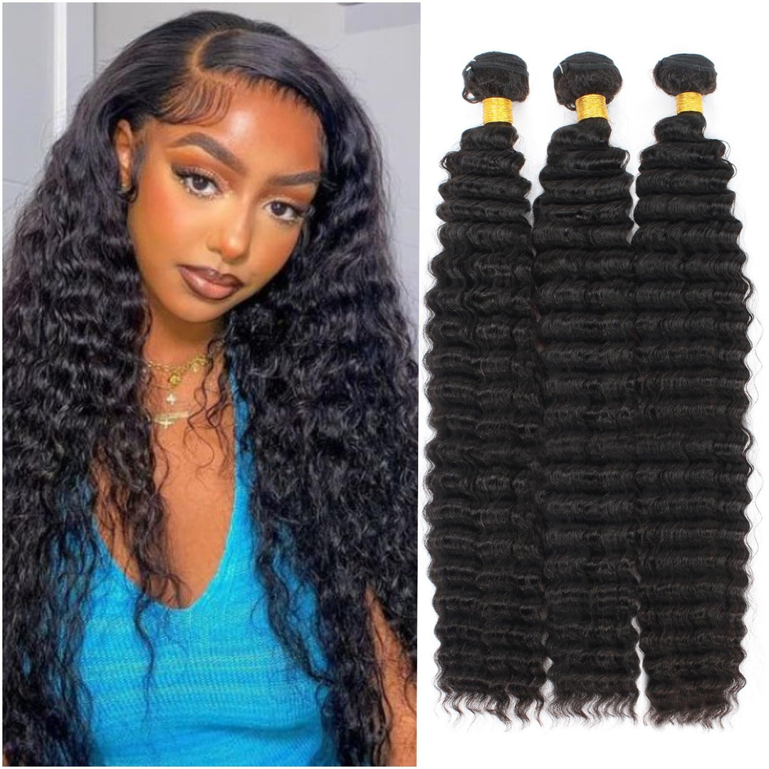 12A Brazilian Deep Wave Human Hair 3 Bundles 24'' 26'' 28'' 300G Pineapple Deep Wave Bundles 100% Unprocessed Virgin Remy Hair B