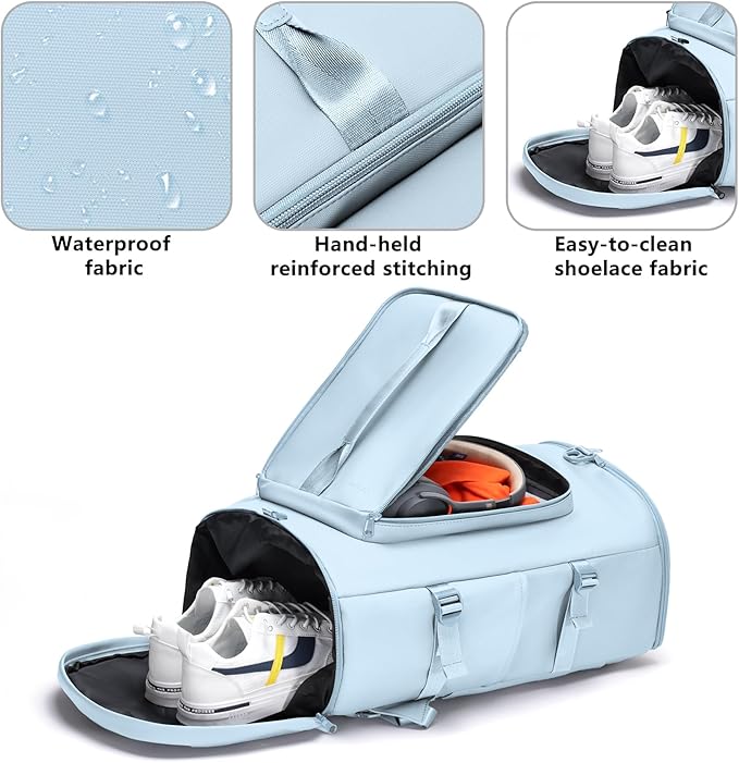 Gym Bag with Shoes Compartment - Duffle Bag for Men and Women, Travel Backpack Weekender Overnight Bag, Sports Bag with Wet Pocket Blue - MIYCOO