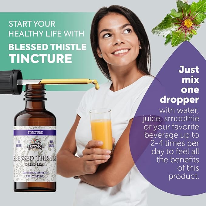 Blessed Thistle Tincture, Organic Blessed Thistle Extract (Cnicus benedictus) Herbal Supplement, Non-GMO in Cold-Pressed Organic Vegetable Glycerin, 700 mg, 2 oz (60 ml)