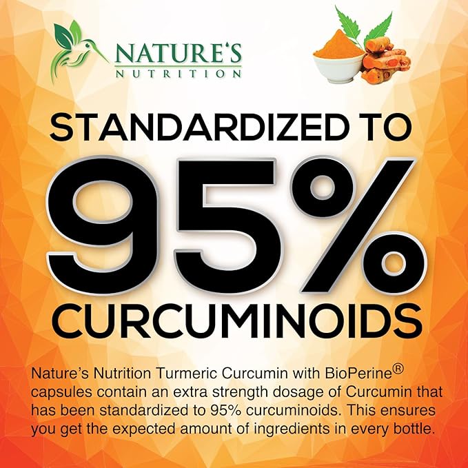 Turmeric Curcumin Supplement 1950mg with Organic Turmeric & Ginger, 95% Curcuminoids, BioPerine Black Pepper for Best Absorption, Nature's Vegan Joint Support, Non-GMO, Bottled in USA - 120 Capsules