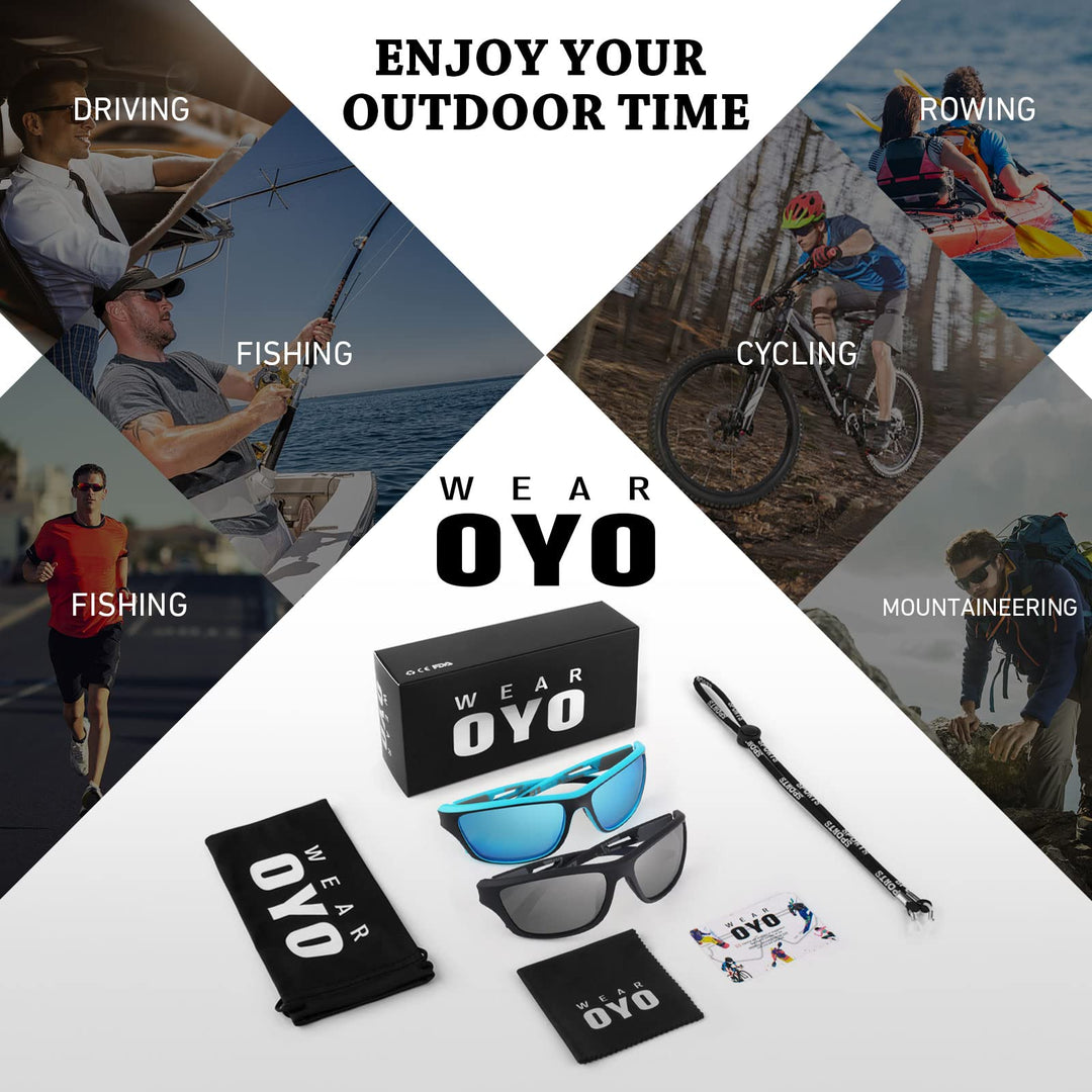WEAROYO Polarized Sports Sunglasses for Men Women,Fishing Driving Rectangular Goggles UV400 Protection