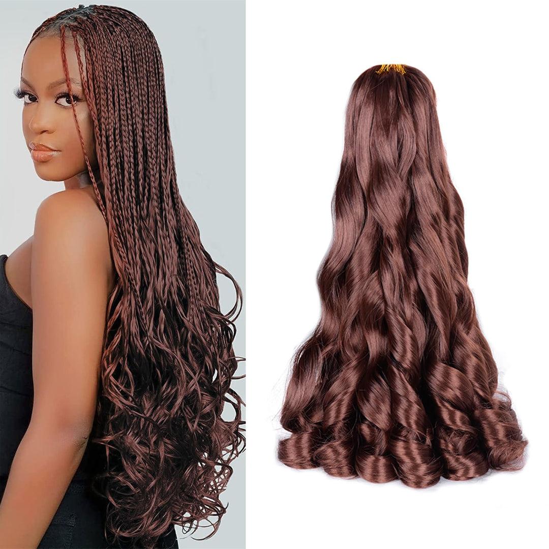 French Curl Braiding Hair 16 Inch Curly Braiding Hair Pre Stretched 75g/pack 33# French Curl Crochet Braids Synthetic Bouncy Braiding Hair Curly Ends for Women Hair Extensions (16inch,8 packs,33#)