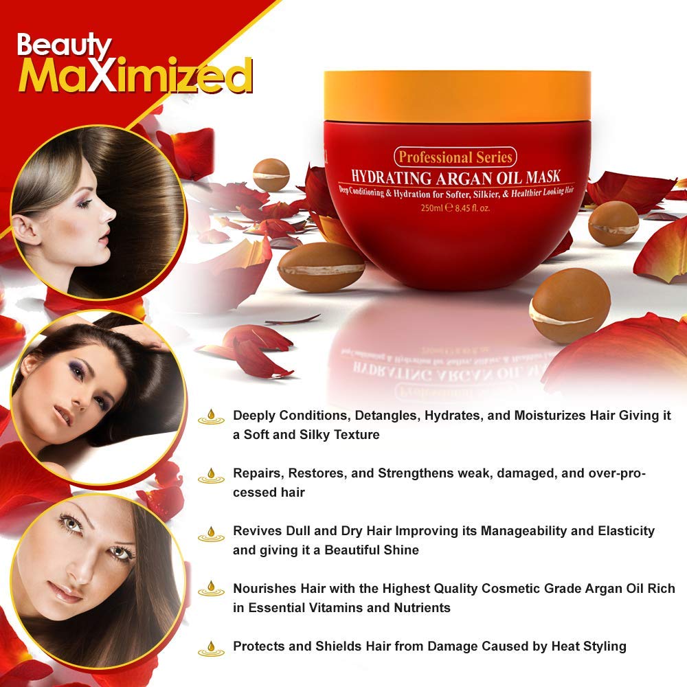 Hydrating Argan Oil Hair Mask | Deep Conditioner for Dry Hair | 8.45 oz