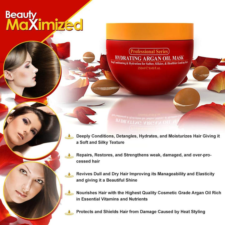 Hydrating Argan Oil Hair Mask | Deep Conditioner for Dry Hair | 8.45 oz