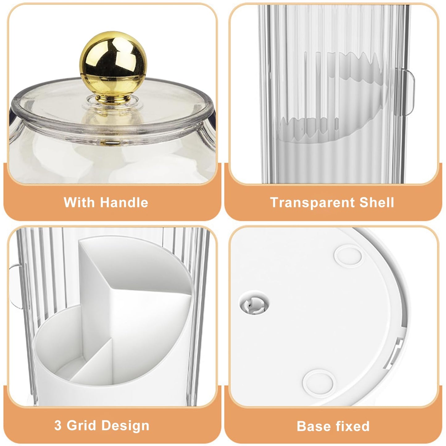 360° Rotating Make Up Brush Holder Storage with Clear Dustproof Lid, Sliding Opening Cosmetic Make-Up Organiser, Makeup Brushes Holder Organizers,Make-Up Brush Container Case for Dressing Table,Vanity