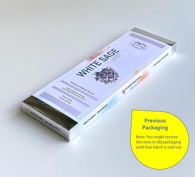 White Sage Incense Sticks - Traditional Handcrafted Masala Incense - 42 to 50 Sticks Approx.