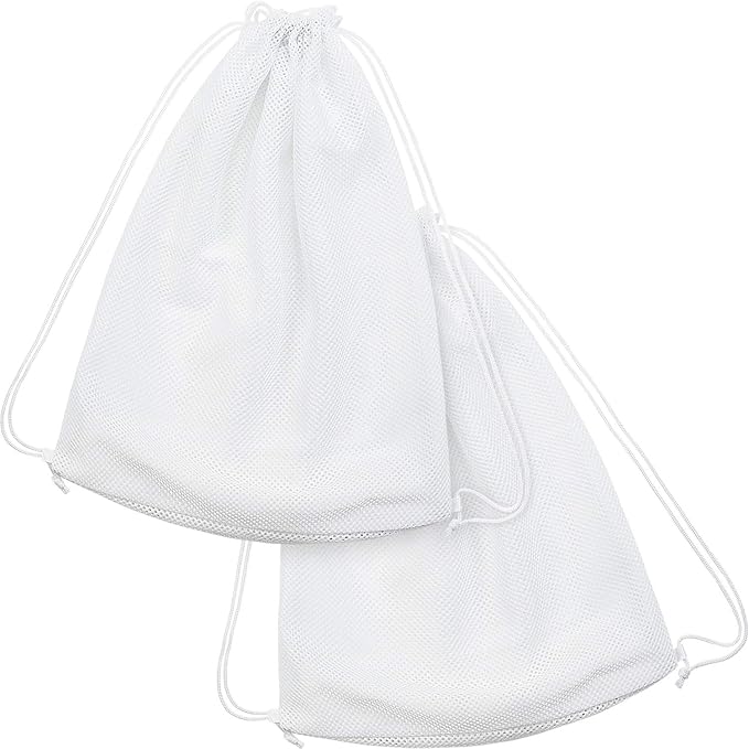 Frienda Mesh Drawstring Backpack Bag Multifunction Mesh Bag for Swimming, Gym, Clothes (White) One piece